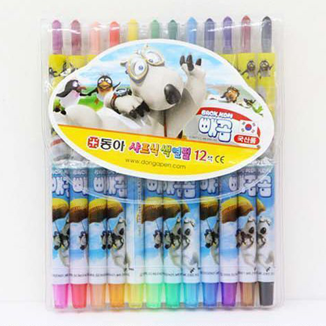 12색 돌돌이(샤프식) 색연필 빼꼼