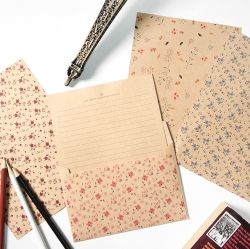 크라프트 패턴 편지지 - 플라워 4set
