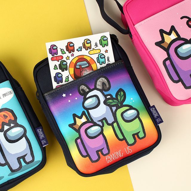 어몽어스 사각 크로스백 파우치_무지개 삼총사