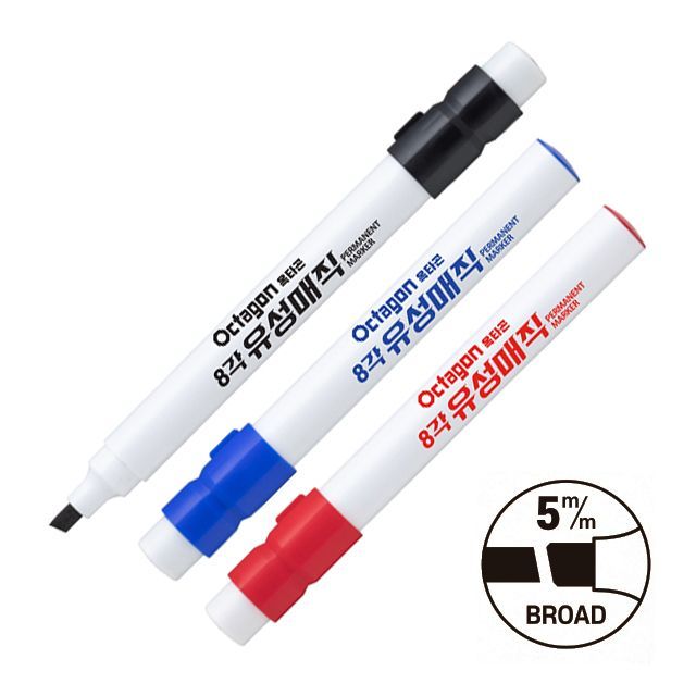 옥타곤 8각 유성매직_5mm 사각닙 (12개 1세트)