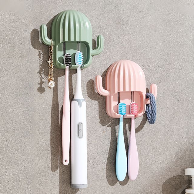 욕실 벽걸이 부착 선인장 칫솔걸이