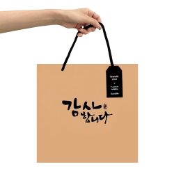 크라프트 쇼핑백 감사 정사각 (10매1세트) 25X24X10 (중) 