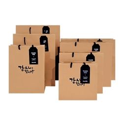 크라프트 쇼핑백 감사 정사각 (10매1세트) 25X24X10 (중) 