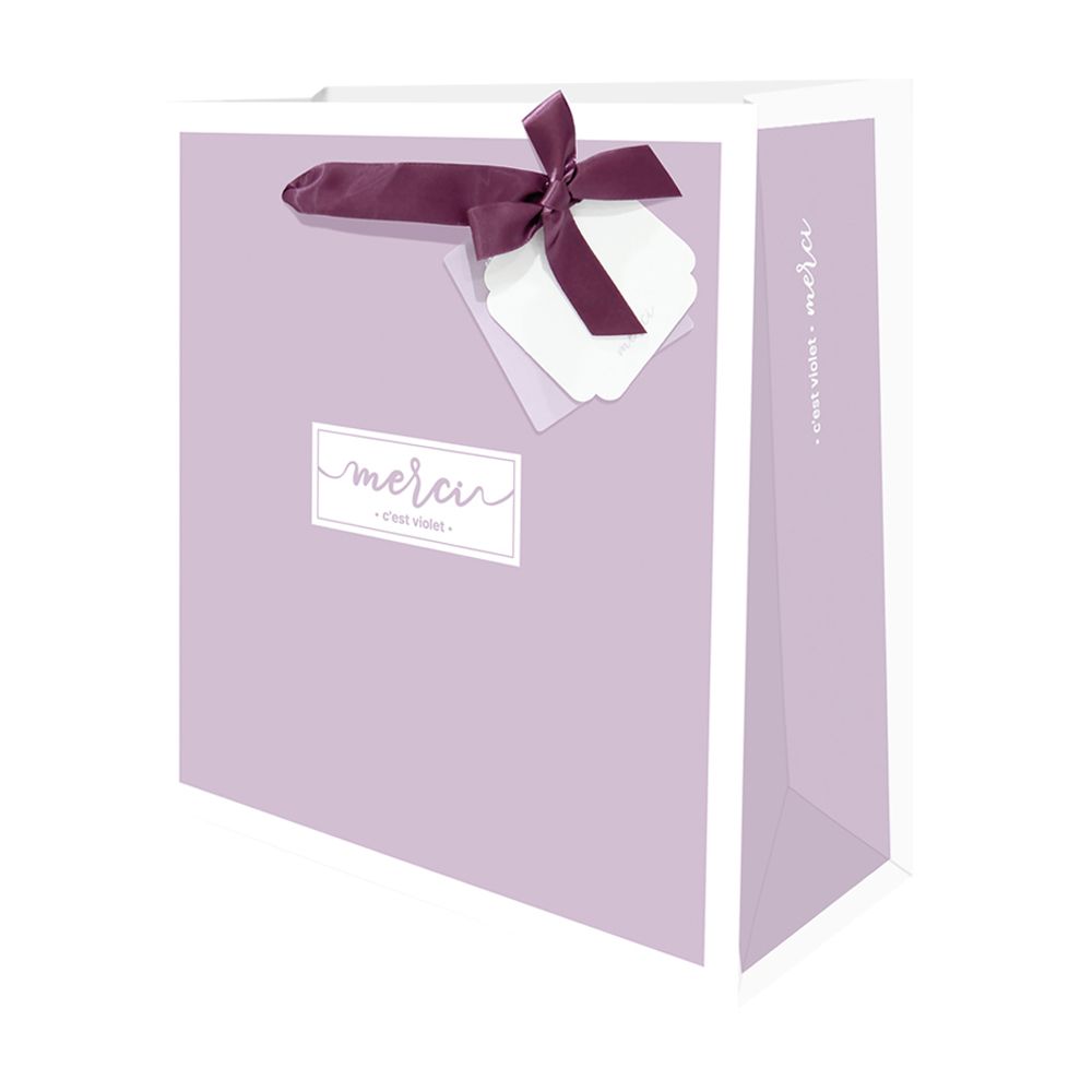 리본 이중택 쇼핑백 보라 (10개 1세트)