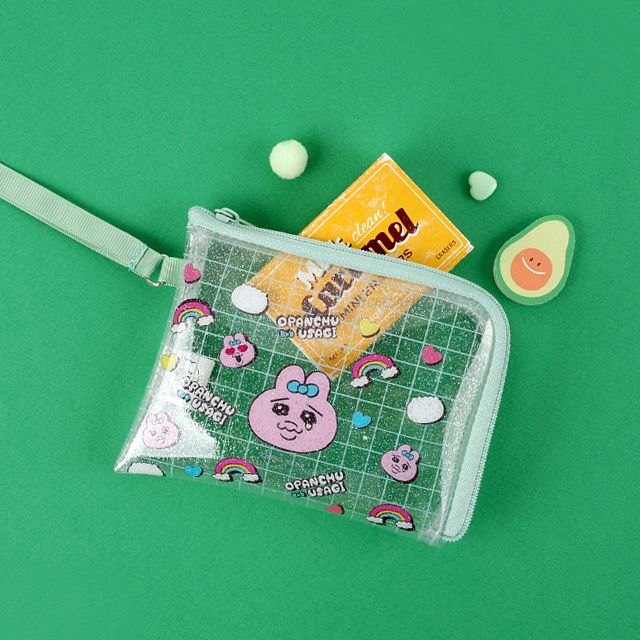 빤쮸토끼 클리어 미니 파우치 - 그린