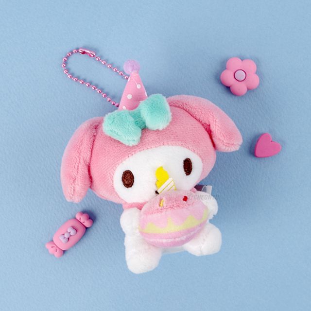 마이멜로디 생일케이크 가방고리 8cm