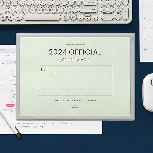 2024 오피셜 먼슬리 패드 (날짜형 마우스패드 A4)