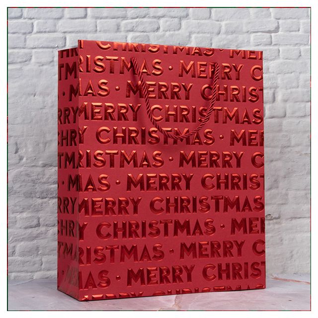 X-mas 3D 금박 쇼핑백(중)  [260 x 100 x 320mm] (10개1세트) 