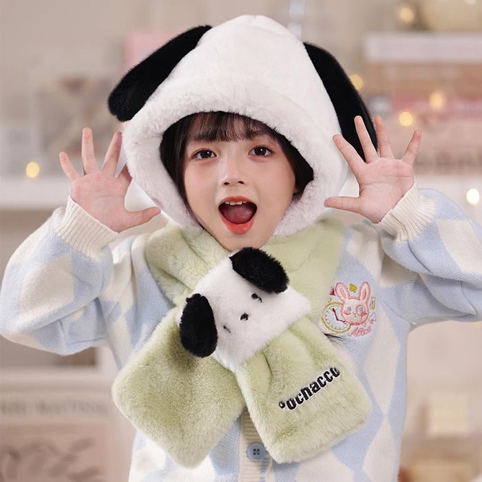 포차코 키즈 모자 목도리