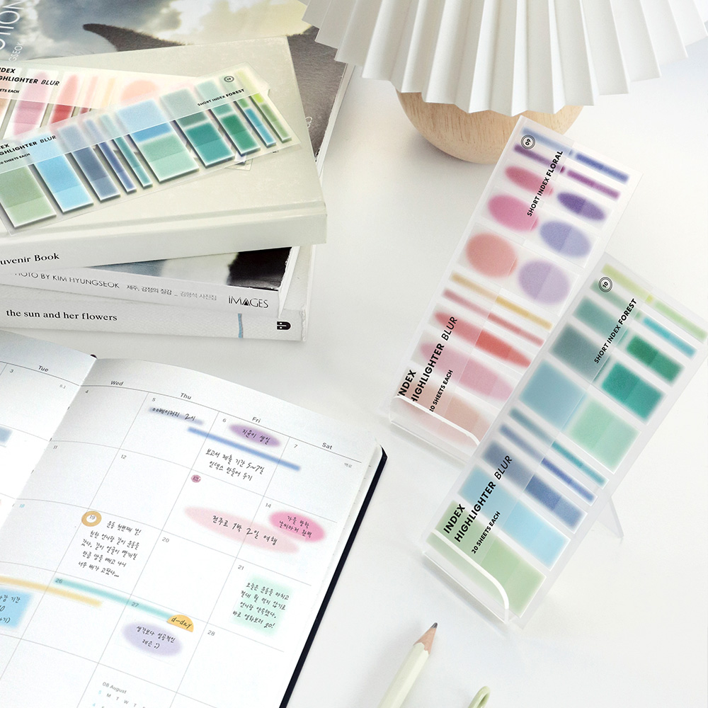 인덱스 쇼트 하이라이터 Blur 점착 플래그 메모지