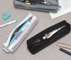 메쉬 지퍼 메이크업 간단 파우치 필통