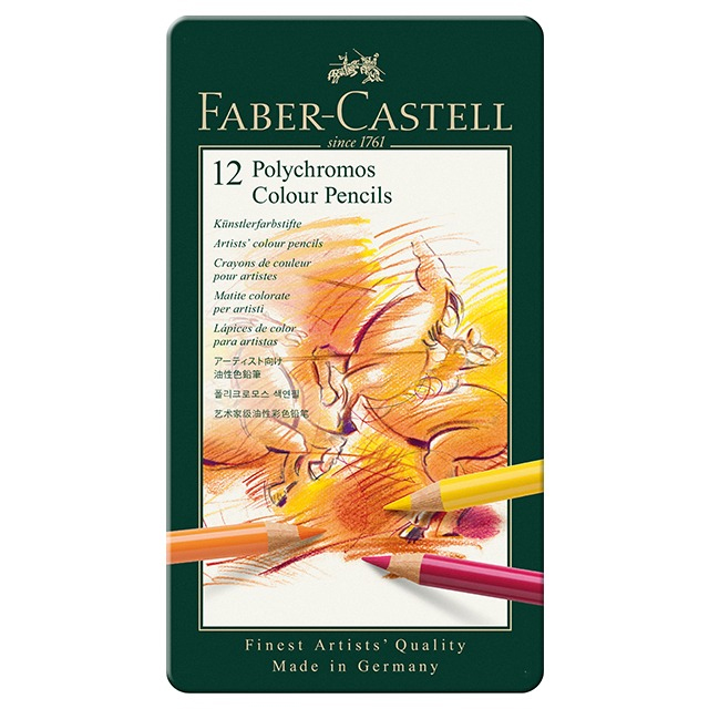 파버카스텔 폴리크로모스 전문가용 유성 색연필 12색_틴케이스