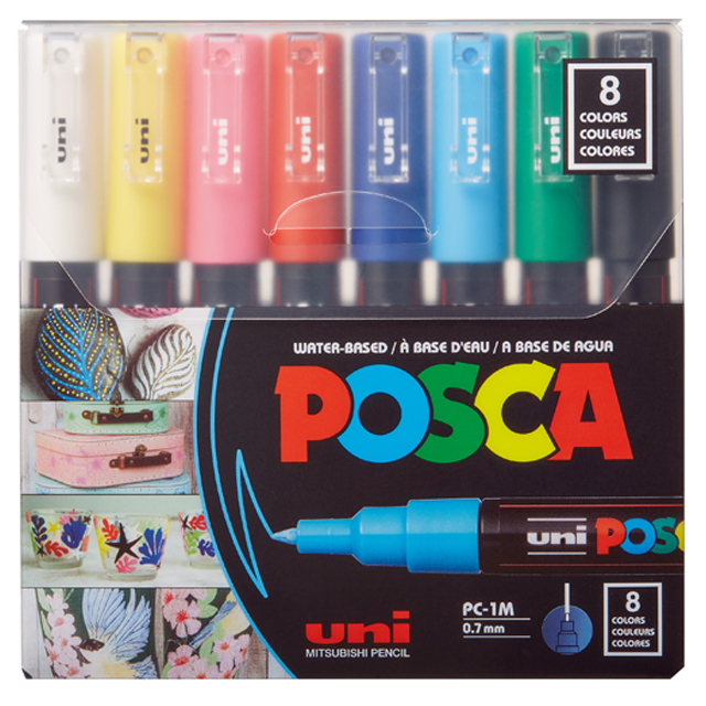 유니 포스카 수성 마카펜 PC-1M 8색 세트