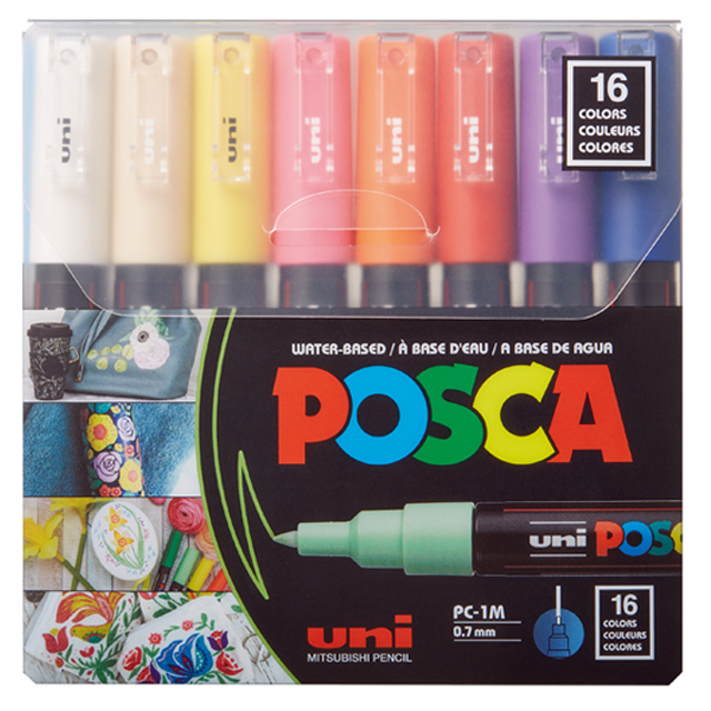 유니 포스카 수성 마카펜 PC-1M 16색 세트