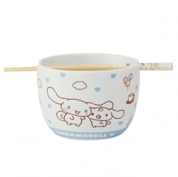 시나모롤 도기 보울 600ml + 젓가락 21cm 세트 