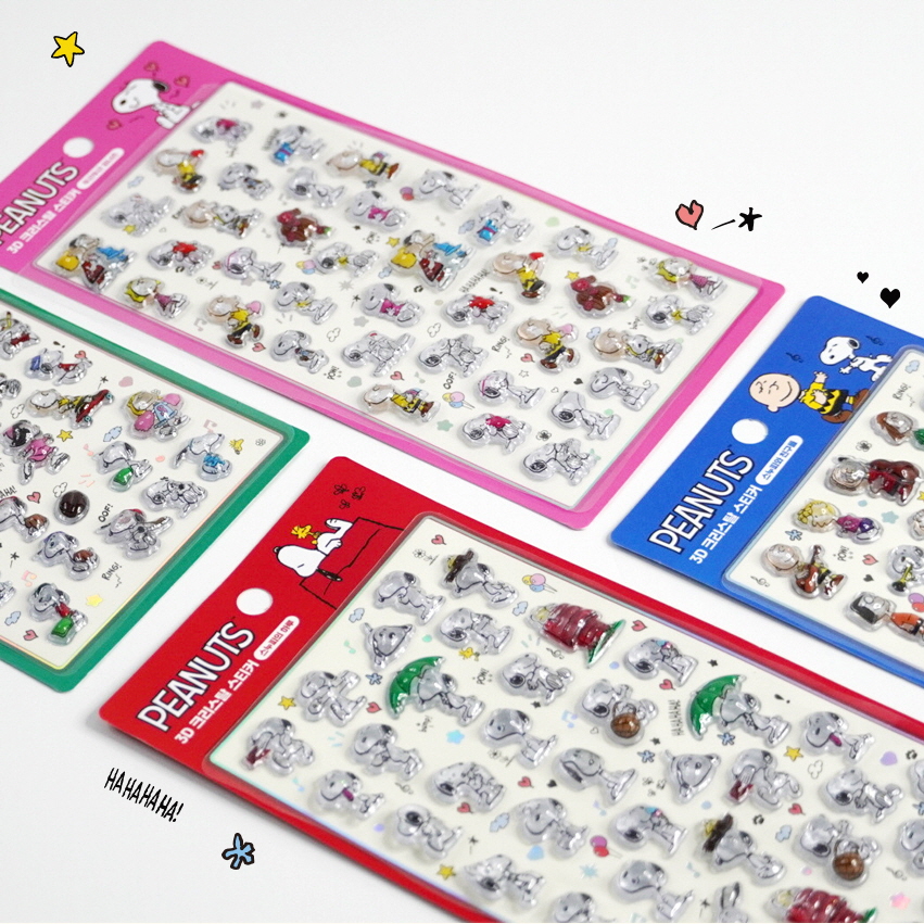 3D크리스탈 스티커 봉봉드롭 스누피 공식 라이센스 정품 스티커 4종