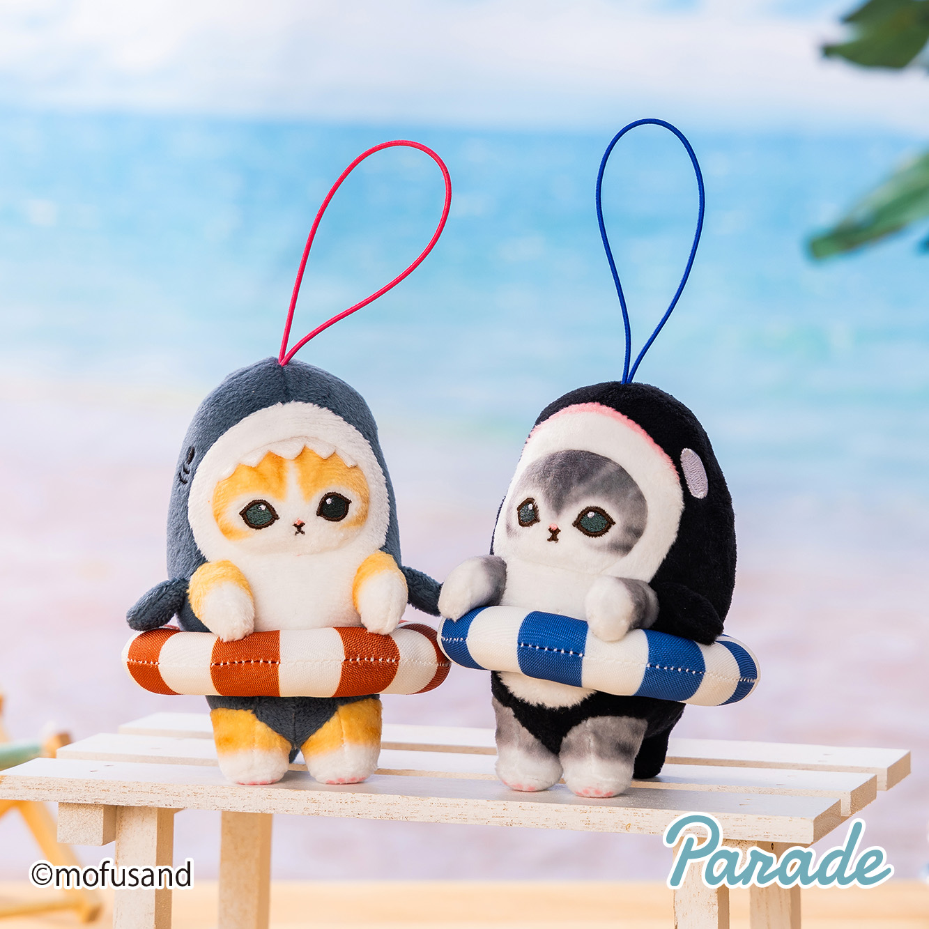 모후샌드 튜브 상어냥 범고래냥 가방고리 11cm