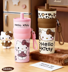 헬로키티 프리미엄 대용량 호피 텀블러 660ml