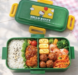 헬로키티 올드스쿨 돔형 1단 사면 결착 도시락 530ml