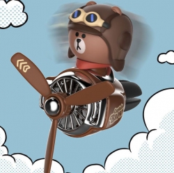 라인프렌즈 비행기 차량용 방향제 브라운