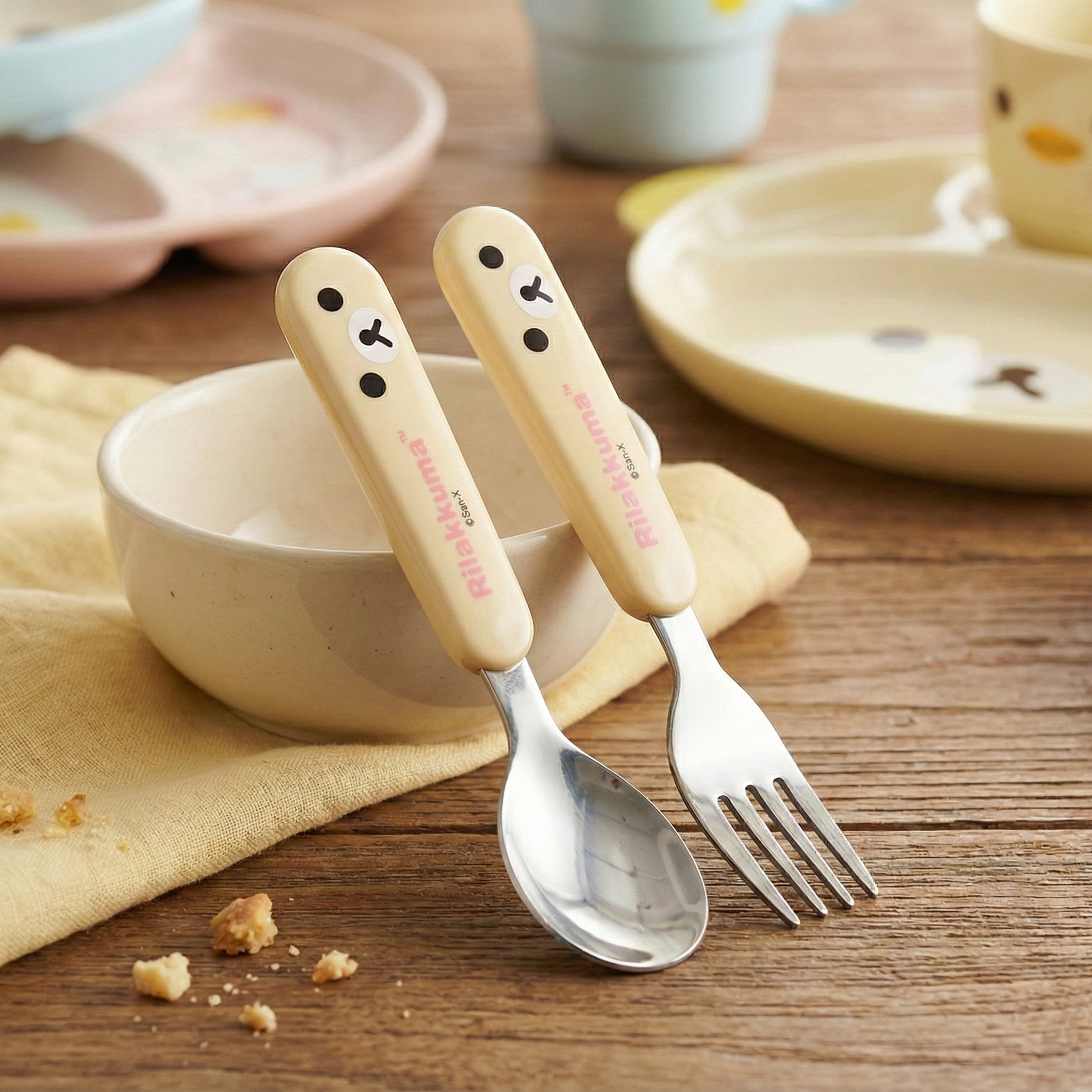 코리락쿠마 얼굴 스푼 포크 세트