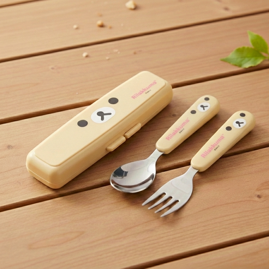 코리락쿠마 얼굴 큐티 스푼 포크 케이스세트