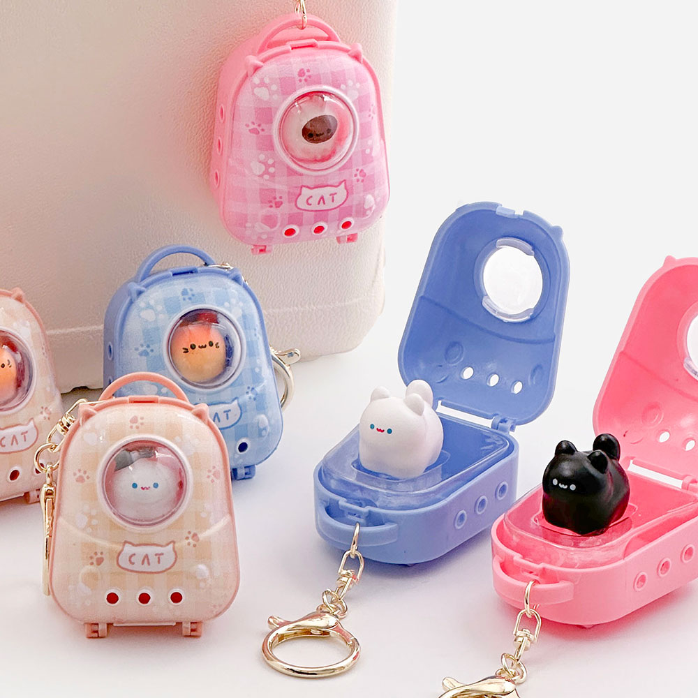 랜덤 고양이 우주선 가방 키링 