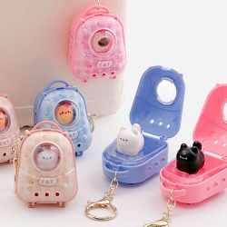 랜덤 고양이 우주선 가방 키링 