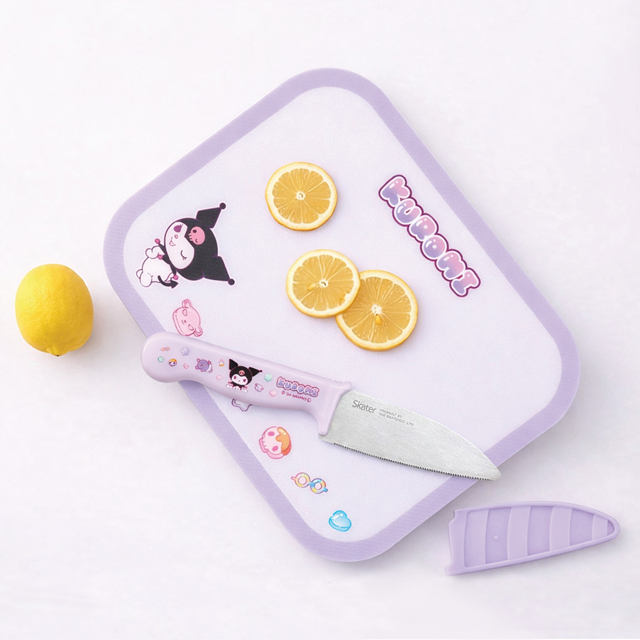 쿠로미 마슈구미 어린이용 도마 스텐 둥근안전칼 세트