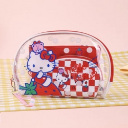 스트로베리 헬로키티 투명 3피스 파우치