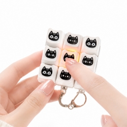 LED 검정고양이 9구 딸깍이 키캡 키링