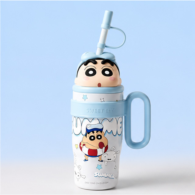 짱구 얼굴 피규어 빨대 텀블러 800ml_블루