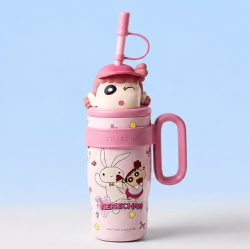 짱구 얼굴 피규어 빨대 텀블러 800ml_핑크