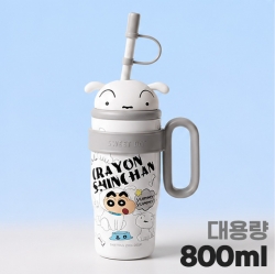 짱구 얼굴 피규어 빨대 텀블러 800ml_화이트