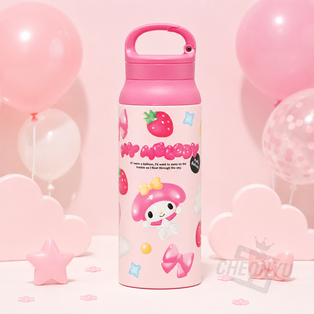 마이멜로디 퍼피 벌룬 카라비너 핸들 스텐 보틀 600ml