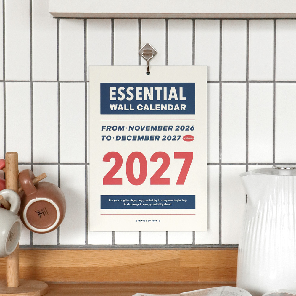 2027 에센셜 벽걸이달력 A4 월 캘린더 음력 인테리어 포스터